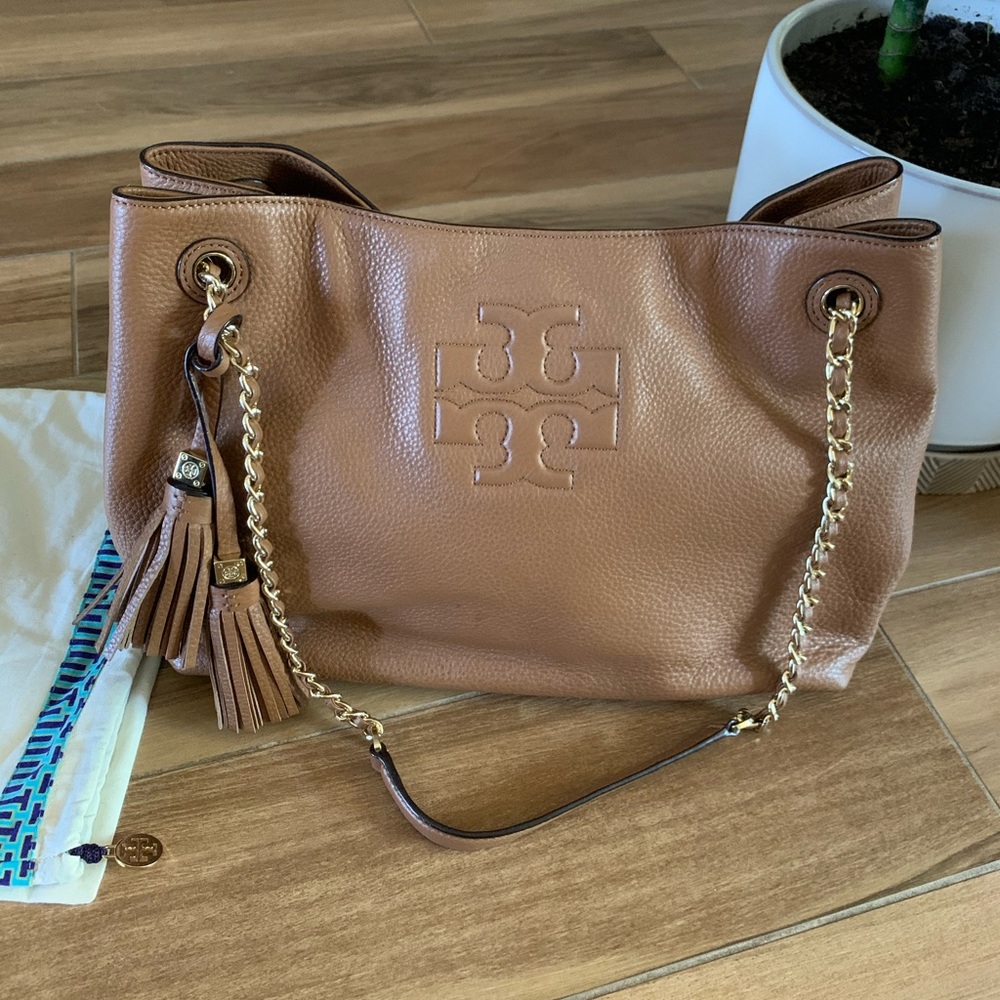 Tory Burch Tan Pebbled Leather Purse